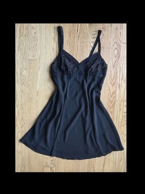 Vintage 90s Black Lace Slip Dress Size L